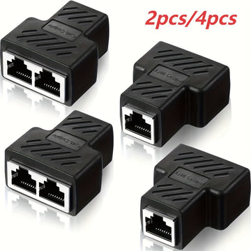 Divisor de Ethernet RJ45 2/4, adaptador de puerto masculino 1 a 2, compatible con cable Cat5/Cat6, permite que dos computadoras se conecten simultáneamente, adaptador de expansión de red