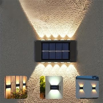 6/8 piezas, luz solar para pared exterior con 10 LED, espejo convexo, iluminación exterior, luz decorativa para pared, luz LED para paisajismo, ideal para exteriores, patio, villa, cerca, terraza, jardín