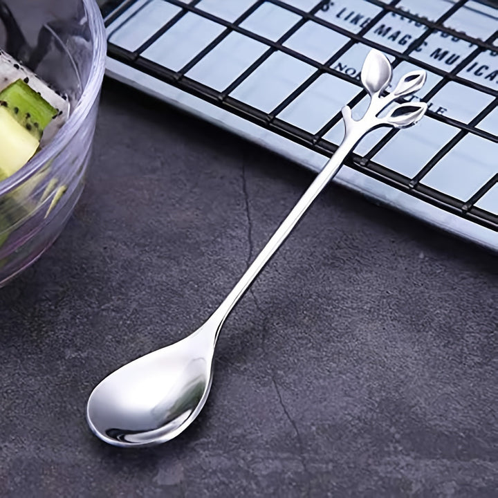 20pcs Cuchara de Café de Acero Inoxidable, Diseño Elegante de Hoja para Té, Ideal para Postres, Aperitivos, Elección Ideal para Bodas y Fiestas