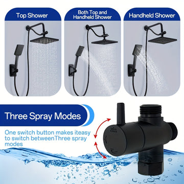 Un conjunto de material ABS, cubierta de cabezal de ducha de alto flujo, cabezal de ducha de mano dos en uno, manguera extendida, cabezal de ducha distribuidor de agua de tres vías, cabezal de ducha, accesorios de ducha