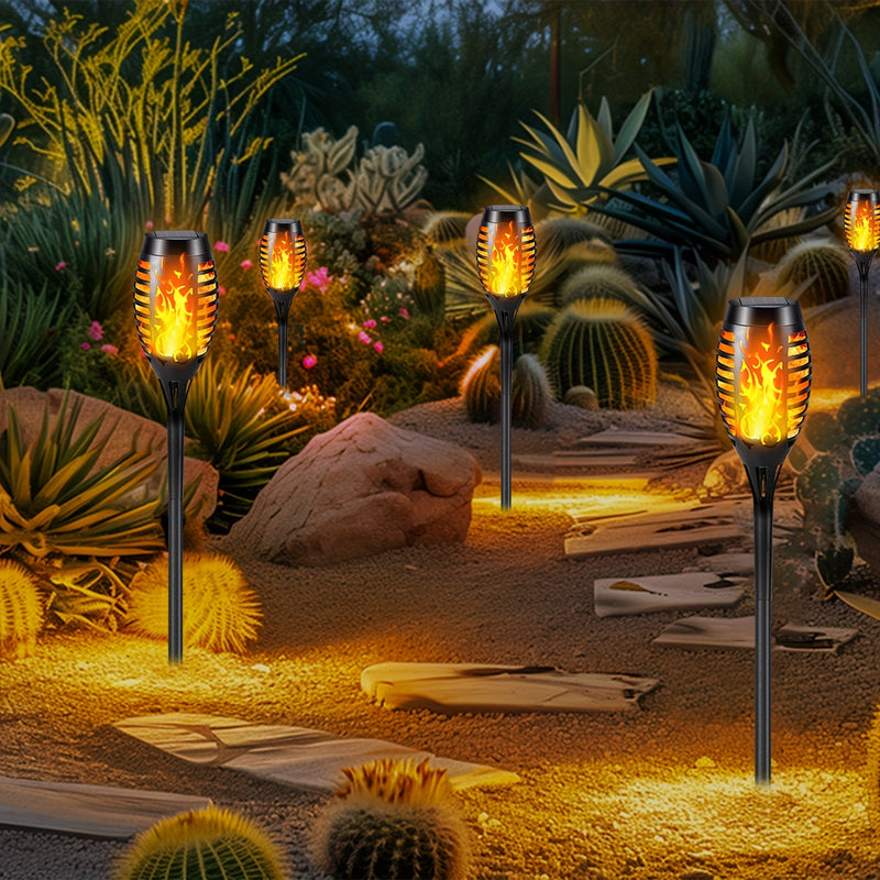 4/8/12 luces solares para jardín con efecto de llama parpadeante, plástico, carga solar, batería de níquel 600mAh, encendido/apagado automático, para césped, patio, acera y entrada