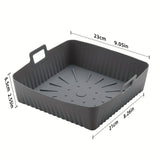 1/2 piezas de Forros Cuadrados de Silicona para Freidora de Aire - Olla Reutilizable para Freidora de Aire de 22.86 cm - Accesorios para Freidora de Aire - Insertos para Horno Microondas de 6 a 9 QT