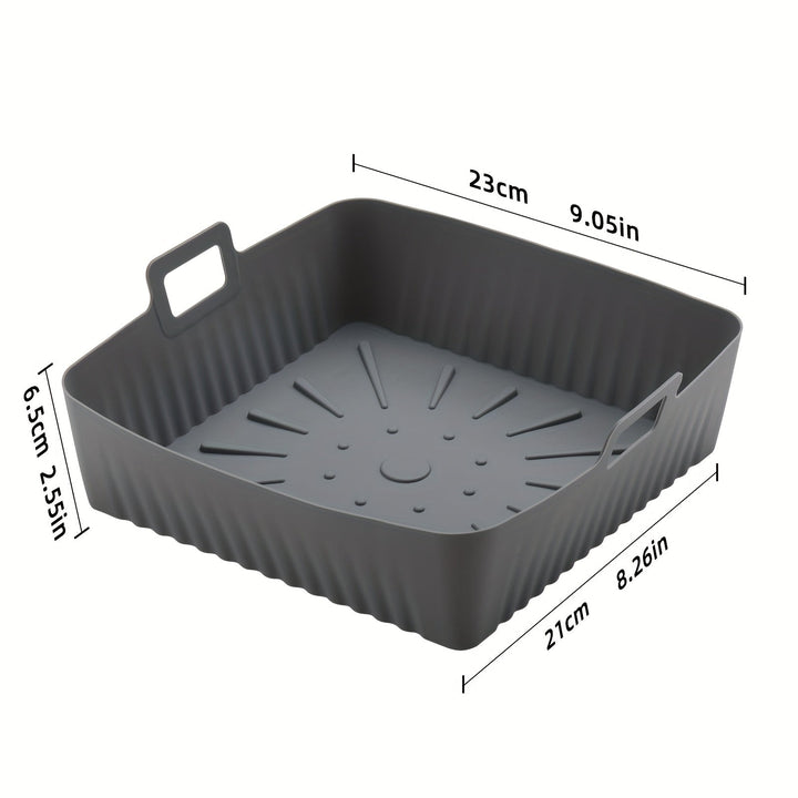 1/2 piezas de Forros Cuadrados de Silicona para Freidora de Aire - Olla Reutilizable para Freidora de Aire de 22.86 cm - Accesorios para Freidora de Aire - Insertos para Horno Microondas de 6 a 9 QT