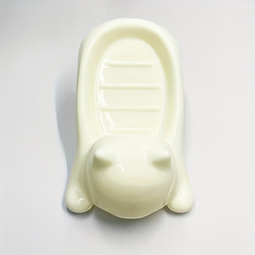 Porta jabón divertido con diseño de gato animado, color blanco y rosa brillante, con drenaje, soporte plástico decorativo para baño, ideal para guardar jabón y esponjas, accesorios para baño, diseño juguetón, acabado brillante