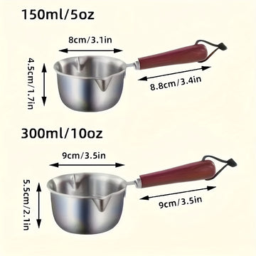 2 piezas de olla de salsa de acero inoxidable - Topper de cocina multifuncional para derretir mantequilla, chocolate y queso, con una olla pequeña para verter aceite, hervir aceite y aceite caliente