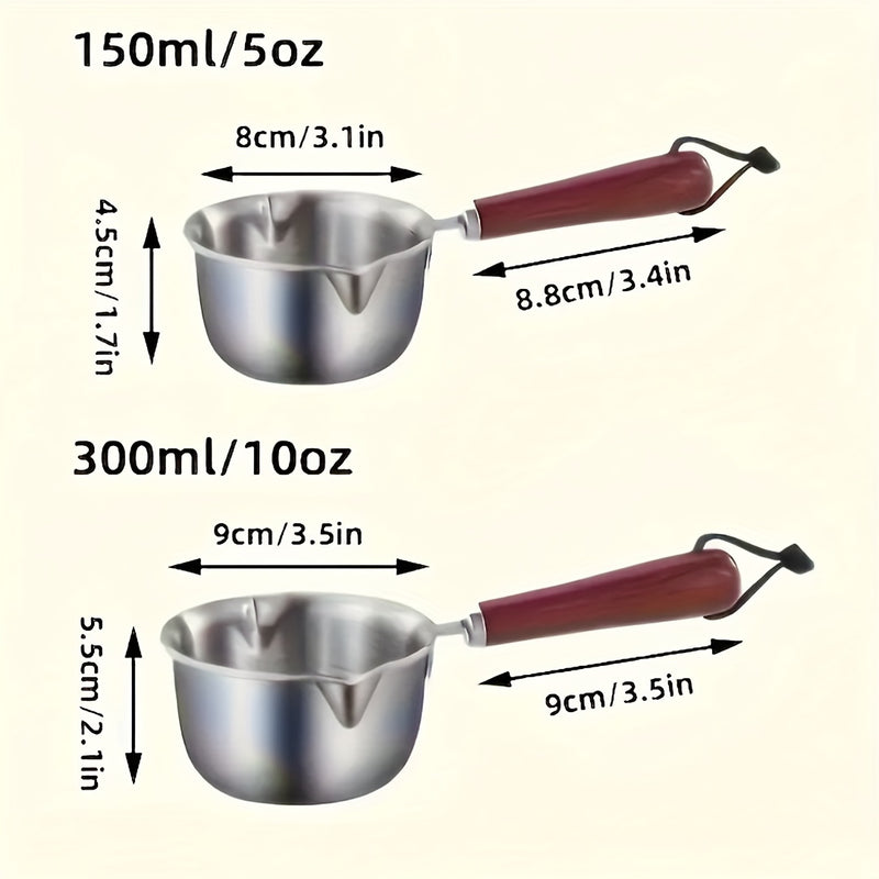 2 piezas de olla de salsa de acero inoxidable - Topper de cocina multifuncional para derretir mantequilla, chocolate y queso, con una olla pequeña para verter aceite, hervir aceite y aceite caliente