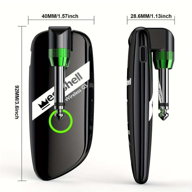 Sistema de guitarra inalámbrico WESTSHELL G5 - Digital, recargable, receptor/transmisor inalámbrico para guitarra y bajo sin interferencias, construcción metálica, negro, pedal de efectos de guitarra