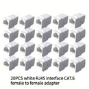20 piezas de conector RJ45 hembra a hembra para conexión de red informática CAT.6 Gigabit Ethernet, destinado a fines de telecomunicaciones, incluyendo teléfonos, computadoras de escritorio, laptops y otros dispositivos que permiten acceder a datos, cont