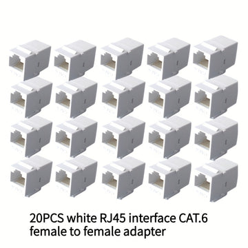20 piezas de conector RJ45 hembra a hembra para conexión de red informática CAT.6 Gigabit Ethernet, destinado a fines de telecomunicaciones, incluyendo teléfonos, computadoras de escritorio, laptops y otros dispositivos que permiten acceder a datos, cont