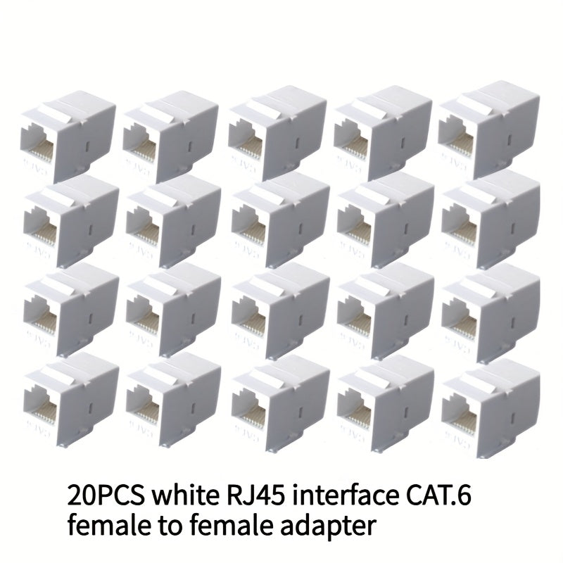 20 piezas de conector RJ45 hembra a hembra para conexión de red informática CAT.6 Gigabit Ethernet, destinado a fines de telecomunicaciones, incluyendo teléfonos, computadoras de escritorio, laptops y otros dispositivos que permiten acceder a datos, cont