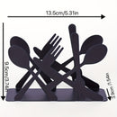 Porta servilletas de hierro fundido, diseño de cubiertos para decoración de mesa en casa, cocina, cafetería o restaurante, organizador de servilletas de papel en metal negro, 1 unidad