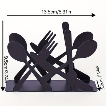Porta servilletas de hierro fundido, diseño de cubiertos para decoración de mesa en casa, cocina, cafetería o restaurante, organizador de servilletas de papel en metal negro, 1 unidad