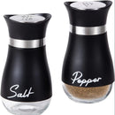 2 piezas por conjunto, un conjunto de sal y pimienta con tapas de acero inoxidable, adecuado para mesas de cocina, RV, camping, barbacoas, botellas de especias rellenables, suministros de cocina y decoración de cocina.