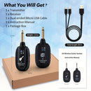 Sistema de Guitarra Inalámbrico con Batería Recargable - Transmisor y Receptor para Acústica, Bajo, Violín, Teclado e Instrumentos Eléctricos - ABS Duradero, Negro