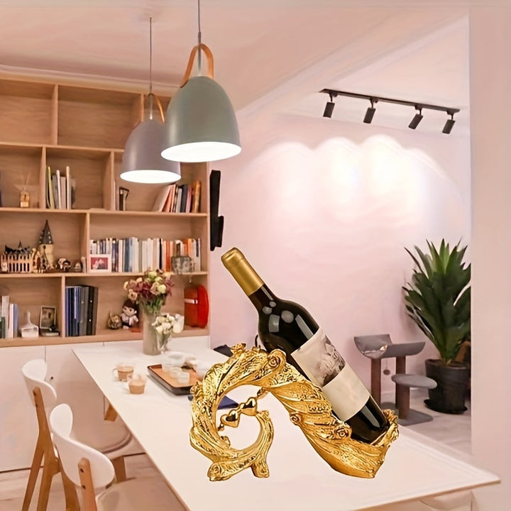 Elegante soporte de vino de pavos reales - Resina duradera, apilable, lujo ligero para decoración del hogar en el salón, comedor y armario de vino, exhibición de vino | Soporte de vino artístico | Soporte de vino duradero