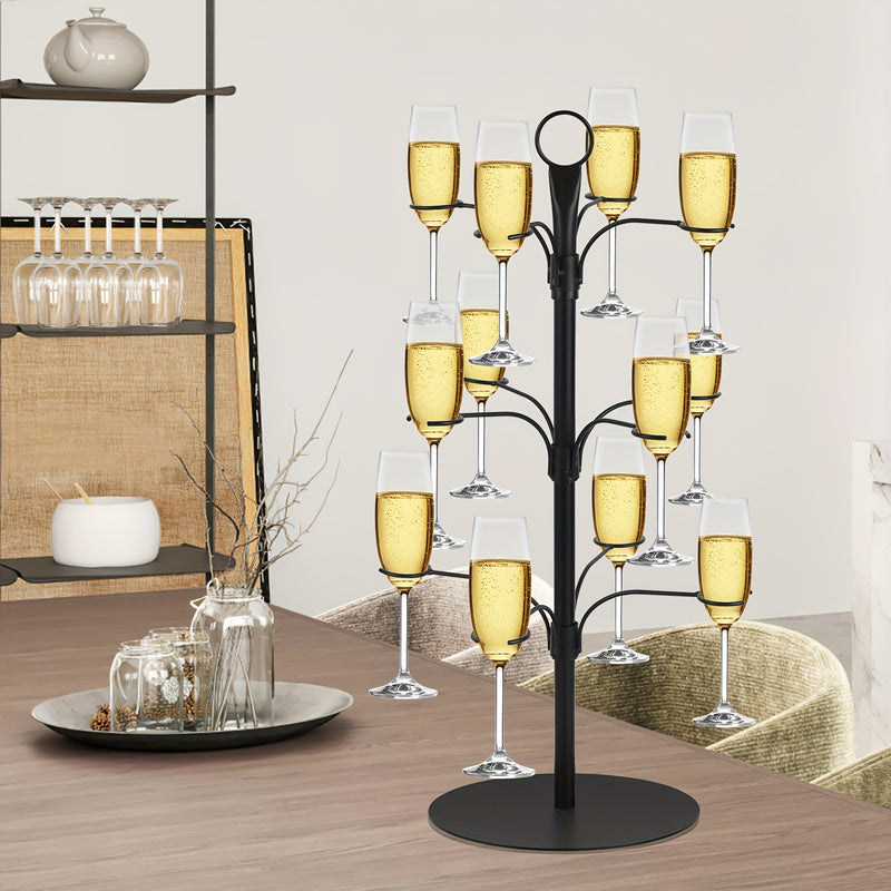 Soporte de árbol de bebidas de metal de 12 tazas - Exhibidor de bar desmontable para whiskey, bebidas, champán y más, soporte de bebidas para fiestas | Soporte de metal elegante | Diseño desmontable