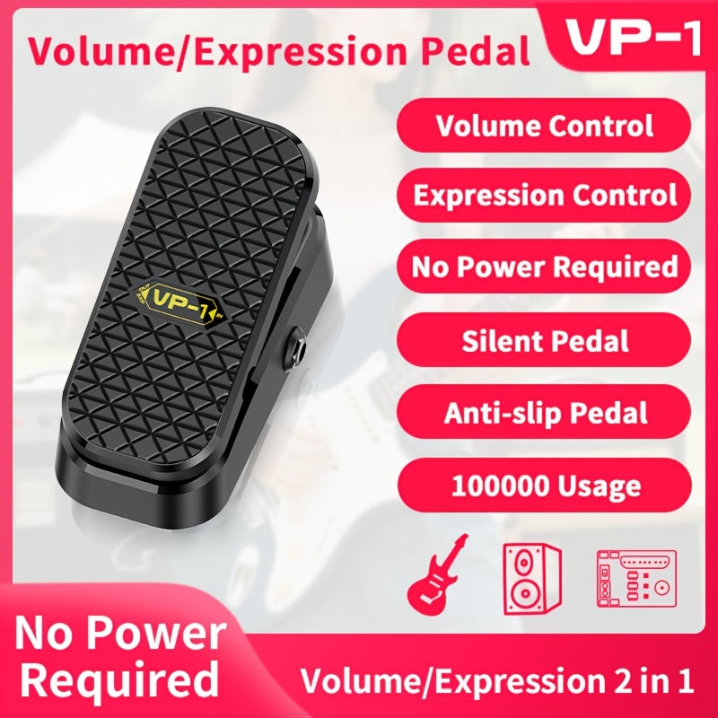 Pedal de volumen/expresión 2 en 1 VP-1 - No requiere energía, diseño silencioso antideslizante, 100.000 usos, control preciso para efectos de guitarra eléctrica, negro, pedal de guitarra, construcción duradera