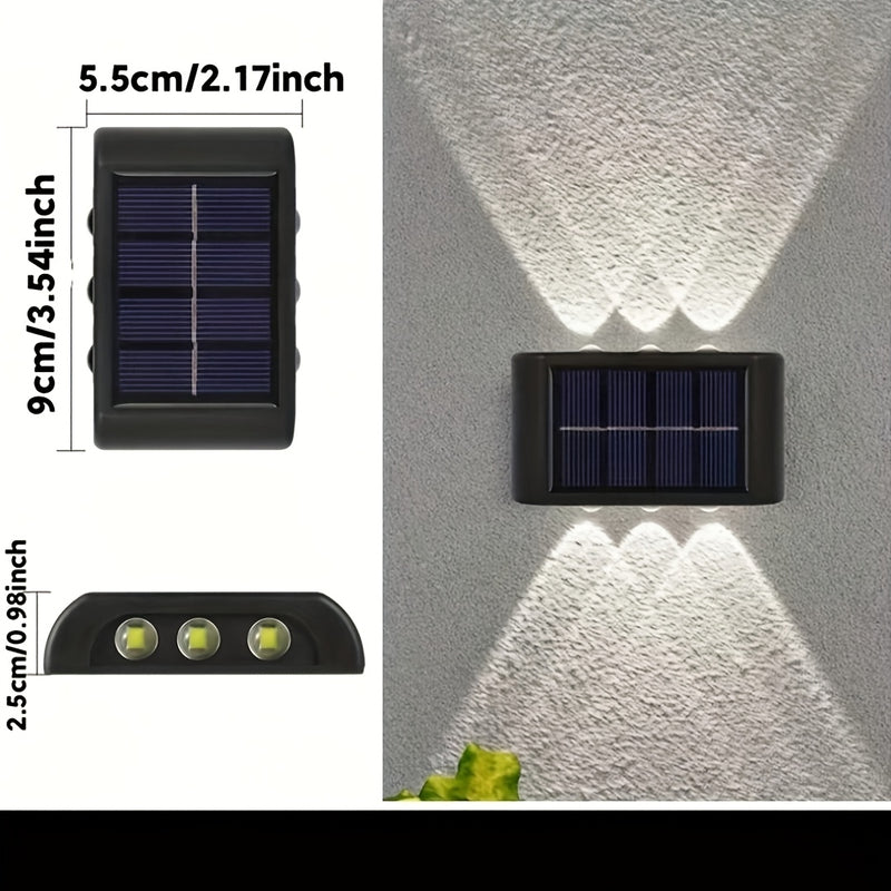 1 pieza/4 piezas de luz decorativa solar para jardín, iluminación de pared con proyector hacia arriba y abajo