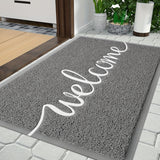 1pc Alfombra de bienvenida estilo granja, material de PVC, solo lavado a mano, respaldo antideslizante, uso en interiores/exteriores, alfombra rectangular para entrada de casa, porche, patio - Gris