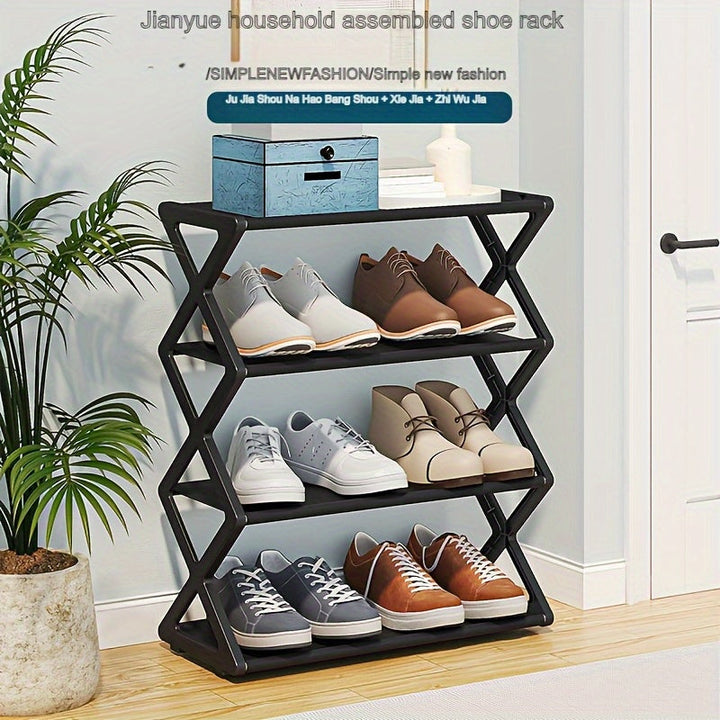 1 pieza de estante de zapatos X con forma de tubo de metal, organizador de almacenamiento de varias capas que ahorra espacio para entrada o pasillo - Montaje fácil, regalo ideal para la organización del hogar, almacenamiento de zapatos en la entrada | Es