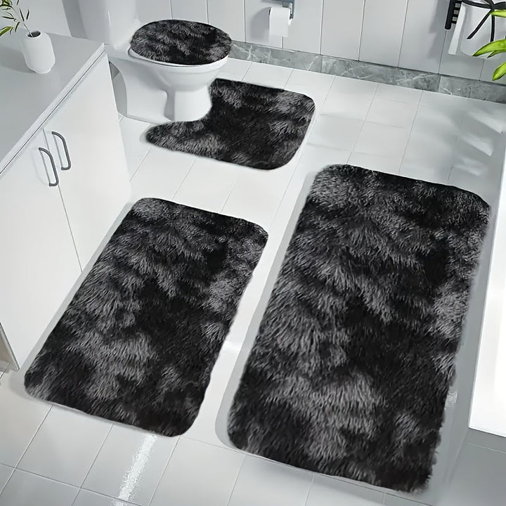 Juego de 4 Alfombrillas de Baño de Lujo - Suaves, Absorbentes, Antideslizantes, Gruesas, Lavables a Máquina, Alfombra de Baño Rectangular de Poliéster