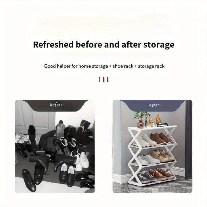 1 Juego de 4 Niveles de Estante de Zapatos Ahorrador de Espacio - Estante de Zapatos Duradero de PP, Fácil Montaje, con un Diseño Elegante y Sencillo, Adecuado para Vestíbulos y Dormitorios, Puede Albergar Zapatillas y Zapatos Casuales, Lavable a Mano