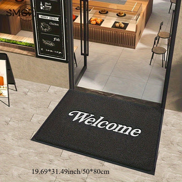 SHMECOPIN Felpudo "Bienvenido" Estampado - Rayas/ Total - Ideal para Restaurantes, Hoteles y Entradas de Oficina