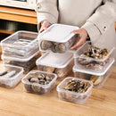Juego de 6 recipientes cuadrados de plástico de 2000 ml con tapas abatibles, cajas de almacenamiento multiusos aptas para congelador, material PP lavable a mano organizador de cocina para pescado, carne y conservación de alimentos