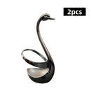 2 piezas de soportes verticales de base de cisne de acero inoxidable, utilizados para almacenamiento y exhibición de vajilla en el hogar y restaurantes, organizador de cubiertos | Vajilla elegante | Soporte duradero