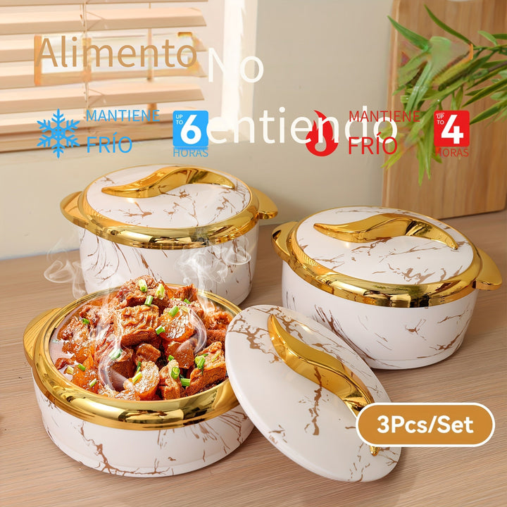 Juego de 3 Piezas de Loncheras Aisladas de Acero Inoxidable Navideñas - Estilo Británico y Americano, Recipientes para Alimentos con Capacidad de 1.6QT, 2.1QT, 2.6QT - Regalo Perfecto para Fiestas, Bento Box, Ideal para la Escuela