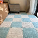 24 piezas de tapetes de peluche entrelazados - Diseño a cuadros en azul y gris, material lavable de EVA y poliéster, perfectos para decorar la sala, habitación o cuarto de juegos