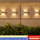 Luces solares para patio exterior (4 piezas/caja), luces de lavado de pared exterior, focos de paisaje para pared exterior de villa, luces decorativas de pared para ambiente
