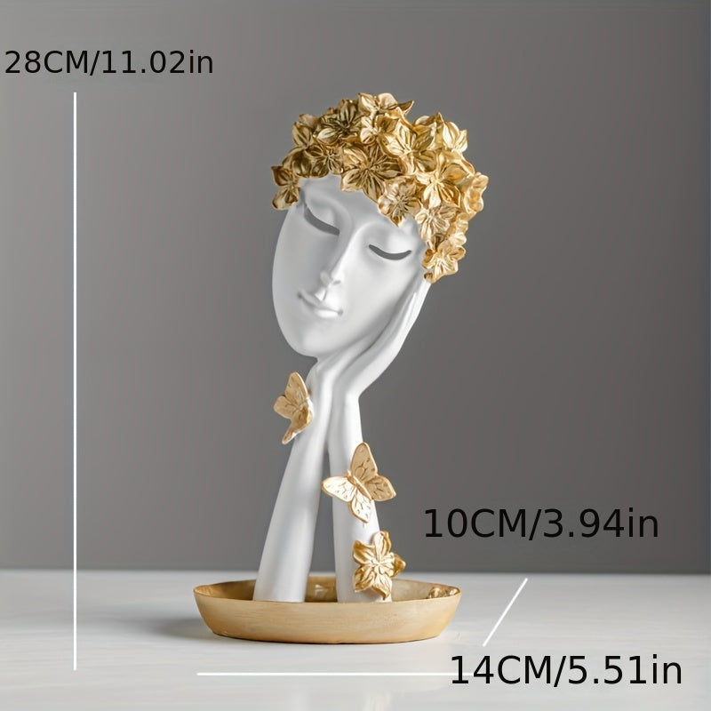 Escultura de Arte Abstracto Elegante - Acabado Dorado, Perfecta para Sala de Estar, Decoración de Oficina, Mueble de Vinos y Exhibición de Entrada