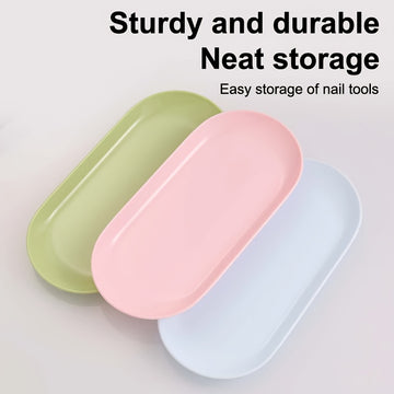 3 piezas de bandeja de plástico para arte de uñas, bandeja de almacenamiento de herramientas de manicura, bandeja organizadora de maquillaje para cuidado de uñas, soporte de pinzas, herramientas de bandeja de uñas falsas