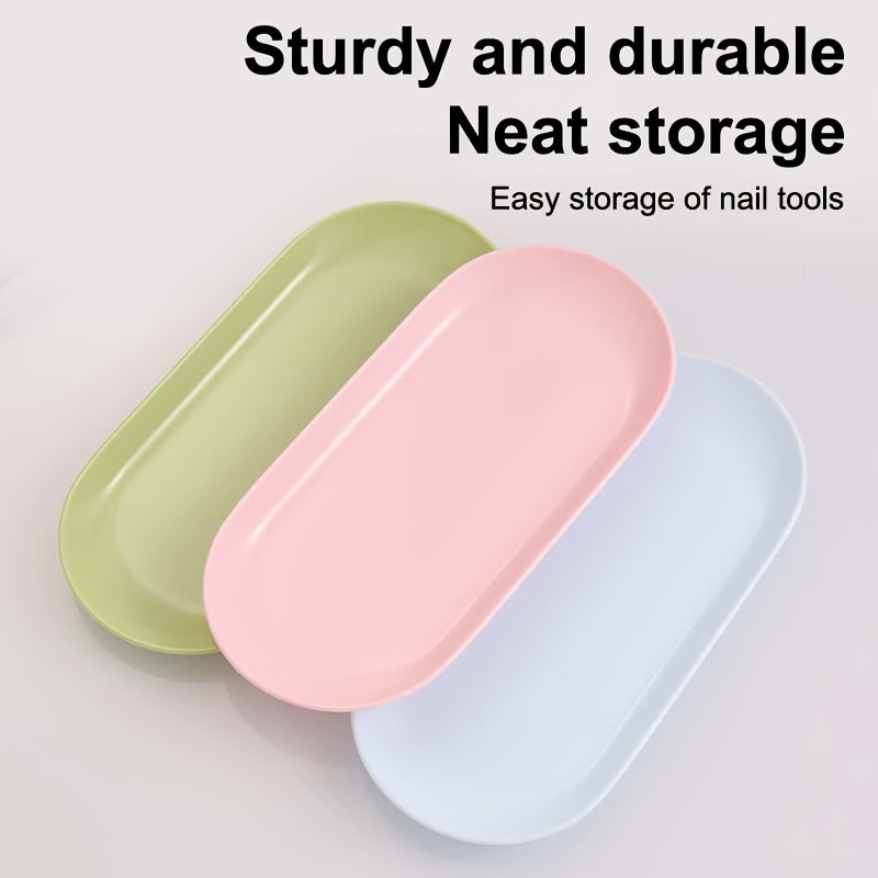 3 piezas de bandeja de plástico para arte de uñas, bandeja de almacenamiento de herramientas de manicura, bandeja organizadora de maquillaje para cuidado de uñas, soporte de pinzas, herramientas de bandeja de uñas falsas
