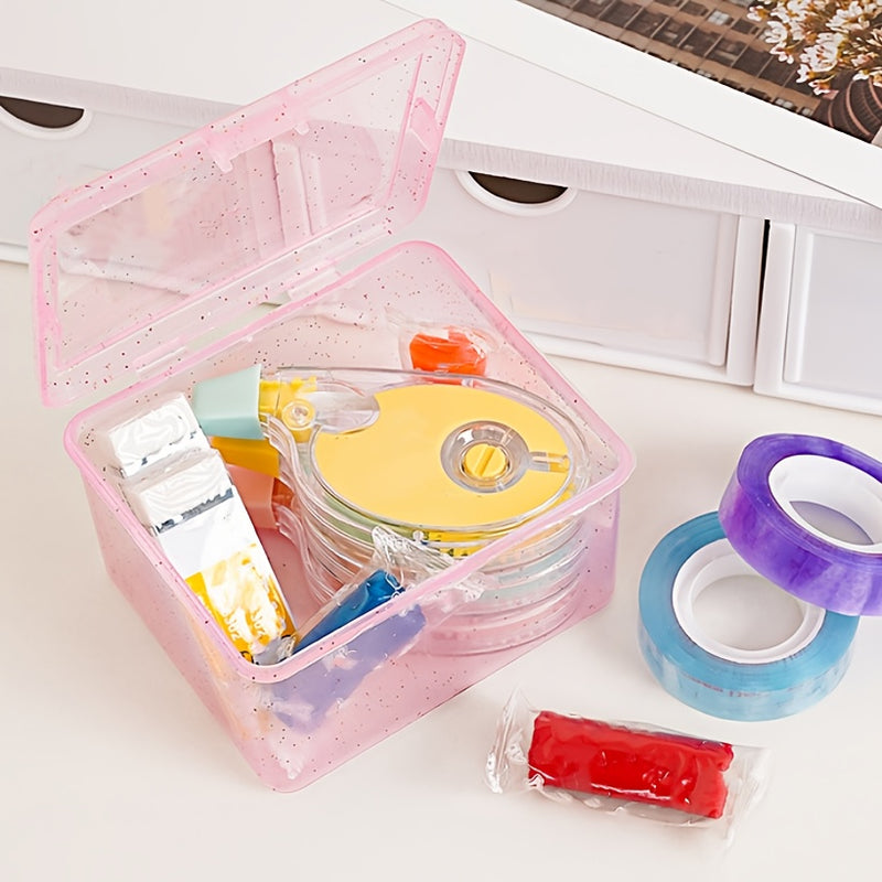 Caja de almacenamiento versátil con tapa abatible para joyas, cosméticos y más - Organizador a prueba de polvo con tapa, diseño contemporáneo, plástico, contenedores para organización del hogar