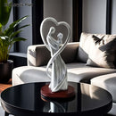 Adorno de Escultura Plana 2D Plateada para Pareja, Adecuado para el Día de San Valentín, Símbolo del Amor, Regalo de Boda para Esposa, Esposo, Novia, Novio, Aniversario, Recién Casados, Compromiso, con Base Ovalada de Acrílico