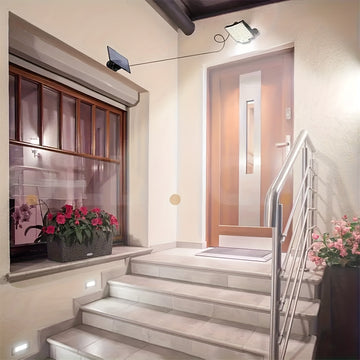 Arreglo Solar de Seguridad Industrial 106LED 3000LM con Estroboscopio y Detección Automática | Cableado de Alta Capacidad de 279.4cm + Hub de Control sin varillas para Iluminación Perimetral/Depósitos de Vehículos