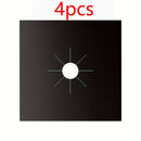 4 Piezas de Cubiertas para Quemadores - Protector de Estufa Negra, 0.1mm Doble Grosor, Reutilizable, Antiadherente, Fácil Limpieza, Ajuste para Encimera de 10.6" x 10.6", Libre de BPA