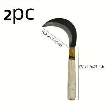 2 piezas de segador de madera con mango cómodo, afilado y duradero, hoja de metal, acero aleado duradero - Adecuado para el cuidado de césped, exteriores, corte de césped y corte de cuerda, herramienta esencial para jardinería