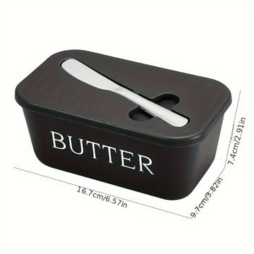 Recipiente para mantequilla de grado alimenticio PP premium DEHOV'S con cuchillo - Grande, duradero y fácil de limpiar, mantenedor de frescura para mostrador - Ideal para uso en el hogar, diseño elegante, plástico resistente