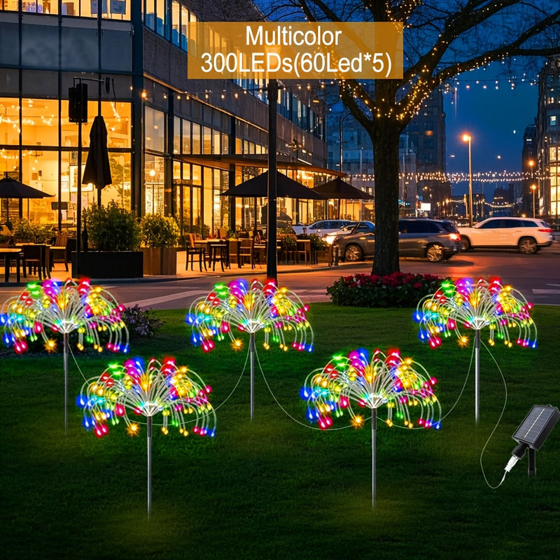 5pcs/4pcs luces solares de fuegos artificiales comerciales, 8 modos, luces navideñas para exteriores IP44, regalos perfectos para Halloween: jardines, centros comerciales, cafés, bailes y decoraciones de bodas festivas, luz solar para césped