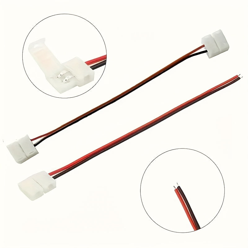 10 Piezas Conector de Tira LED, Cable de Conexión Rápida de 8 mm para Conectores de Tira LED de 2 Pines sin Soldar