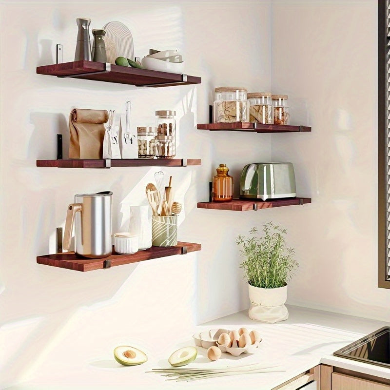 Estantes flotantes de madera clásicos, almacenamiento ajustable para colgar en pared, fácil instalación, ideal para cocina, sala y dormitorio