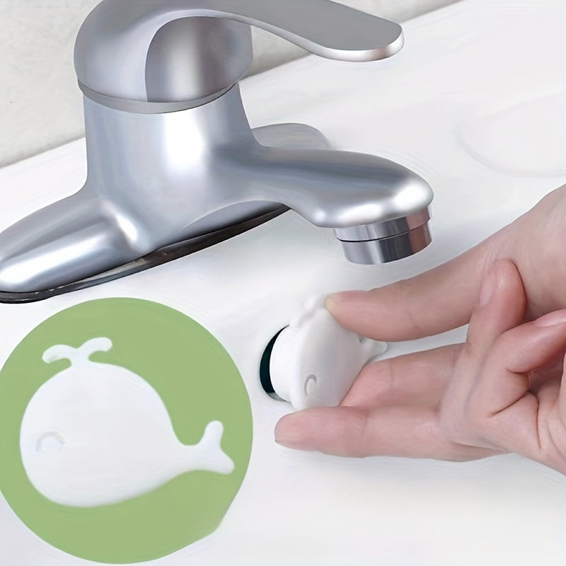 1/2 piezas Anillo de desbordamiento para lavabo, diseño de ballena adorable, cubierta embellecedora para lavabo, plástico, accesorio de decoración para baño del hogar