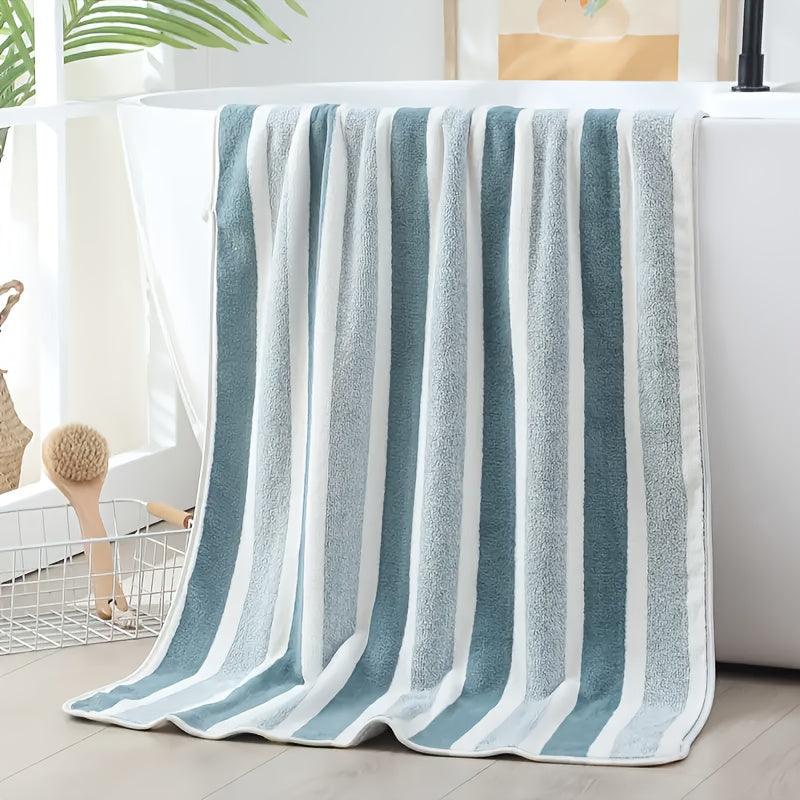 1 juego de toallas de microfibra suave con rayas grises y blancas - Secado rápido, absorbente, toallas de poliéster ultra-suaves para uso doméstico, estilo contemporáneo, solo lavado a mano, esenciales para el hogar | Decoración moderna del hogar | Toall