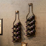 Estante de vino vintage de bronce para montar en la pared, capacidad para 4 botellas, decoración de bar en casa, caja de almacenamiento, decoración temática de vino | Montaje rústico en pared | Estante de vino elegante, soporte para botellas de vino