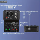 KAILYNIA Interfaz de Audio Profesional Portátil de 2 Canales con Tarjeta de Sonido y Mezclador Mini USB para Guitarra, Estudio de Grabación y Canto - , Compatible con Portátiles, Multifuncional con Control de Ganancia y Modos de Salida, Configuración de