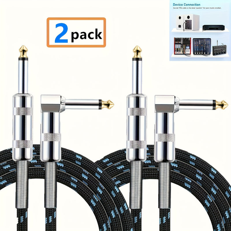 2 1/4 Pulgadas Cables de Guitarra con Conectores en Ángulo Recto, Resorte para Fácil Inserción y Extracción, Adecuados para Guitarras Eléctricas, Bajos, Amplificadores, Teclados, Mandolinas y Consolas de Mezcla | Cables Audio Multifuncionales