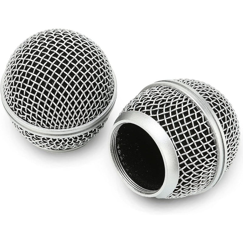 Reemplazo de Cabeza de Micrófono NEWKS, Cabezales de Reemplazo de Malla de Acero para Shure SM58 (2pcs), Plateado
